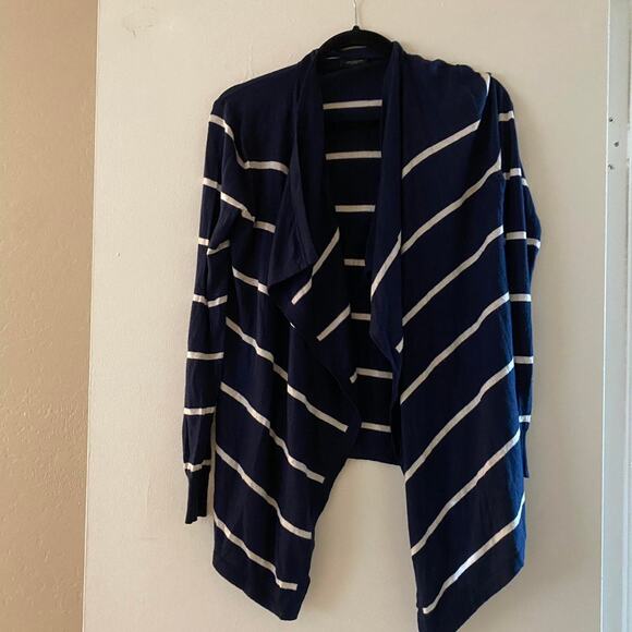 Ann Taylor Navy and white striped wrap cardigan - Picture 5 of 6